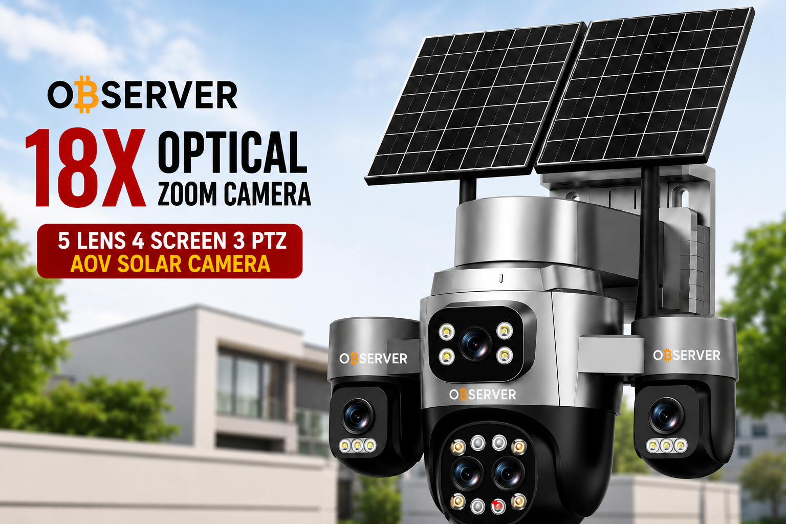 Observer 5 Lens 4 Screens 3 Rotation 18X Optical Zoom AOV Solar Camera - Image 4