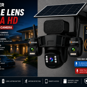 Alternative view of Observer Big Speaker 3 Lens Ultra HD Solar CCTV Camera