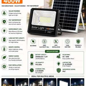 Alternative view of Observer 400W Solar Flood Light
