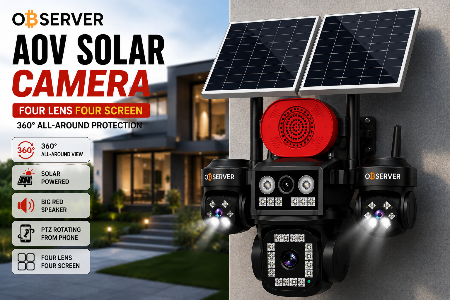 Observer 4 Lens Big Speaker AOV Solar Camera - Image 5