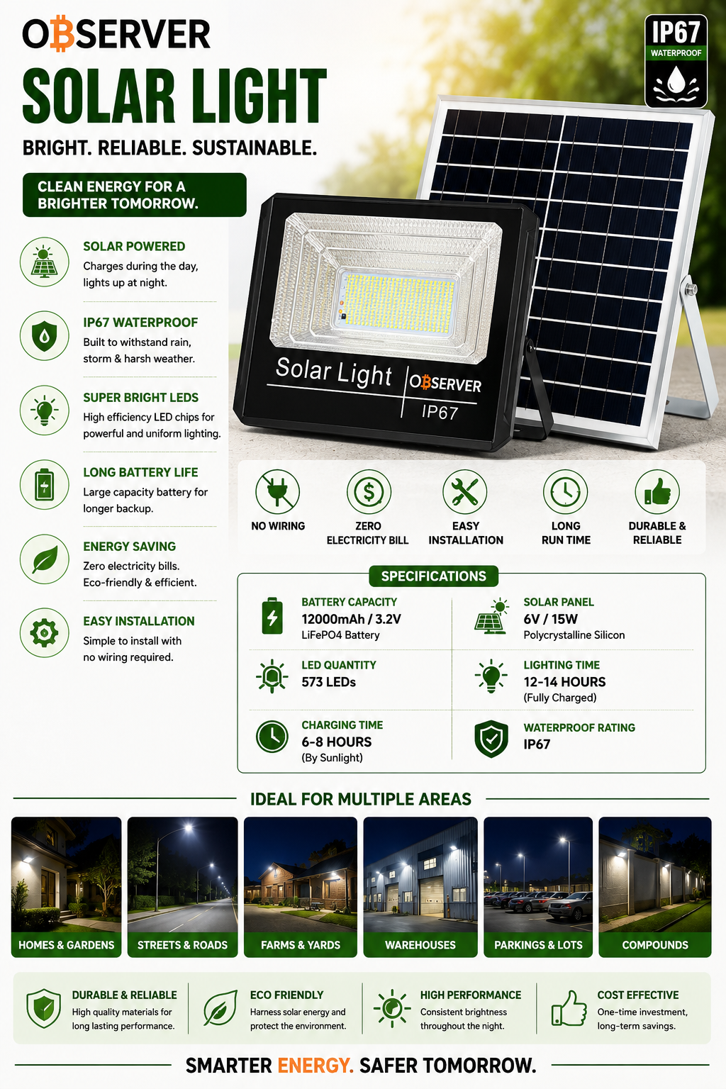 Observer 400W Solar Flood Light - Image 3