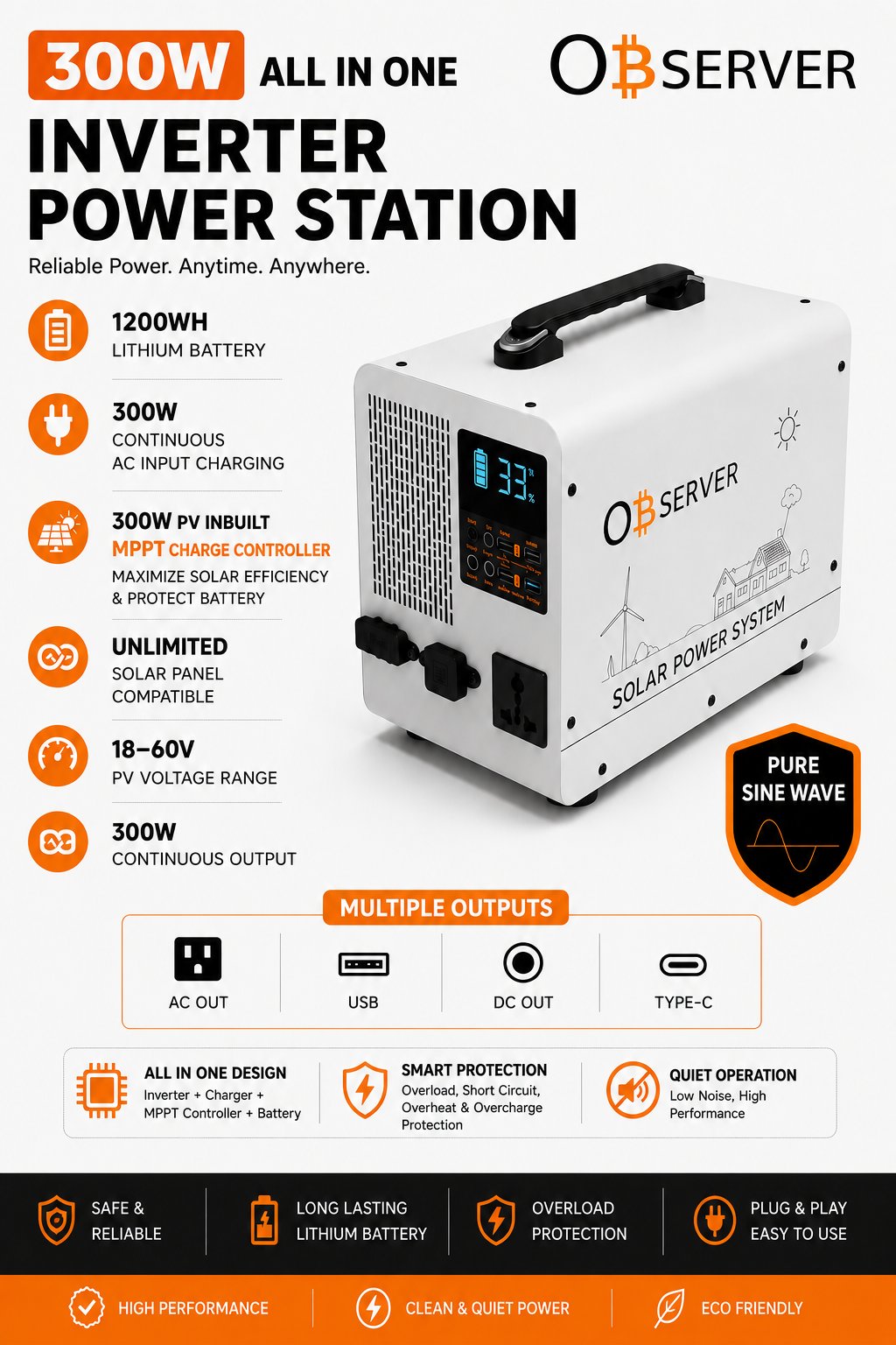 Observer 300W Complete Solar Package | 1200Wh Lithium Battery + 400W Solar Panels + Free Installation (Ibadan) - Image 4