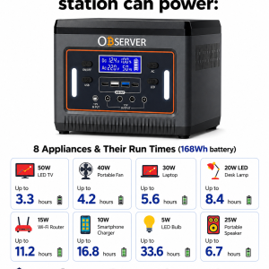 Alternative view of Observer 200W Portable Solar Power Station – 168Wh Lithium Battery