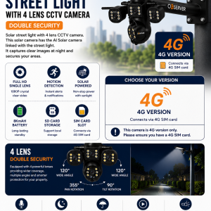 Alternative view of Observer 4-Lens Solar Street Light CCTV Camera 4G