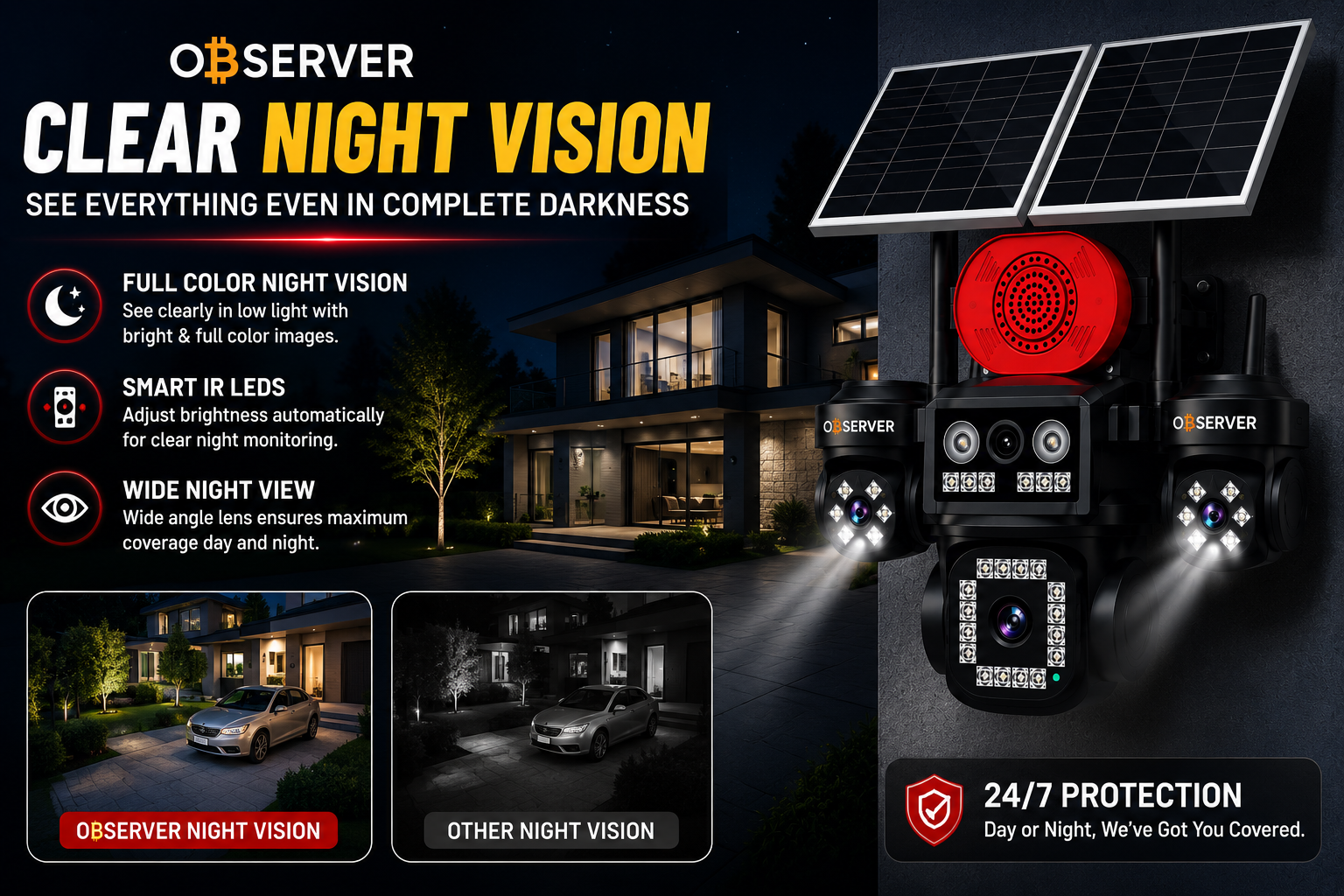 Observer 4 Lens Big Speaker AOV Solar Camera - Image 3