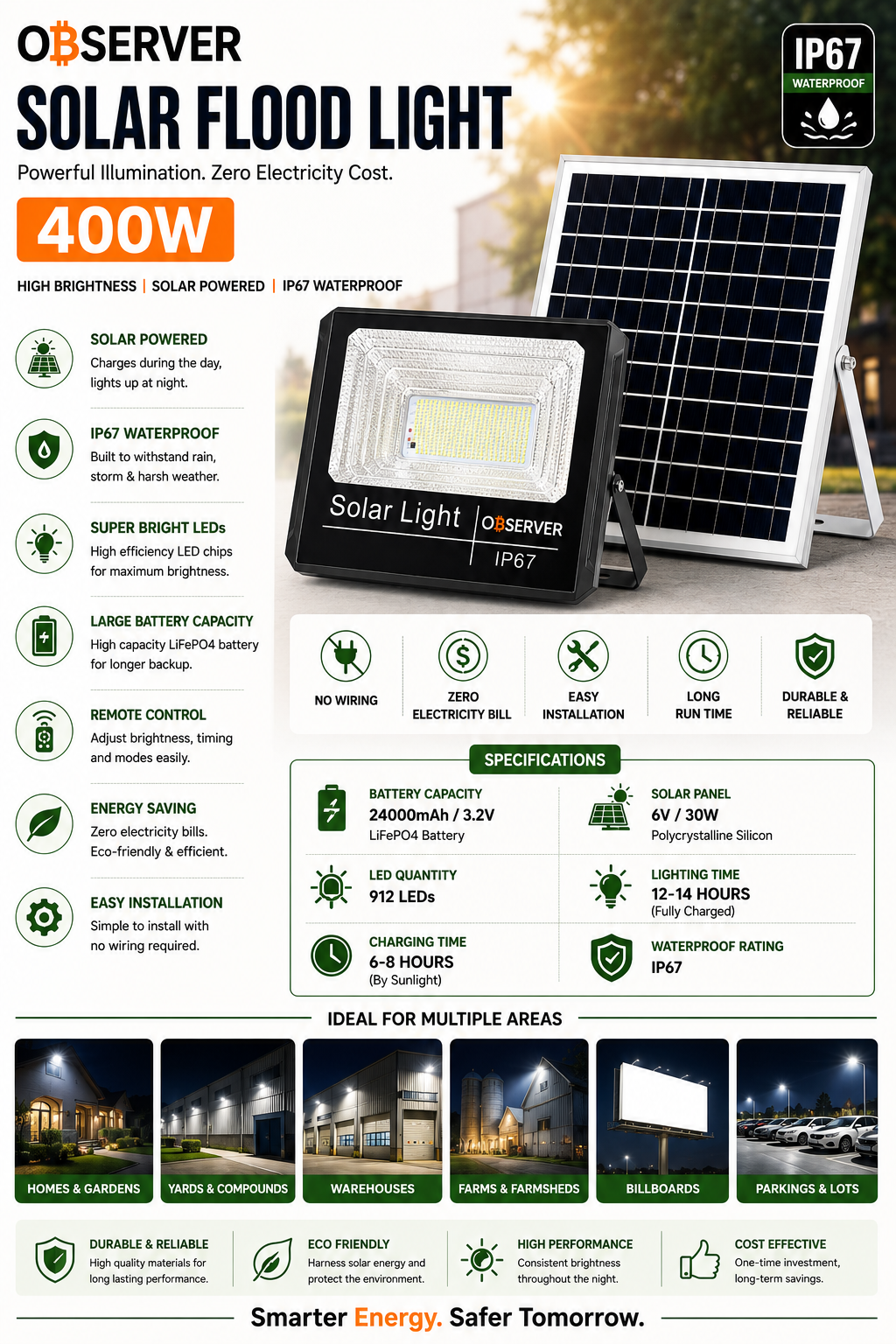 Observer 400W Solar Flood Light - Image 4
