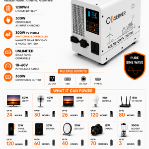 Alternative view of Observer 300W All-in-One Inverter Power Station - 1200WH Lithium Battery